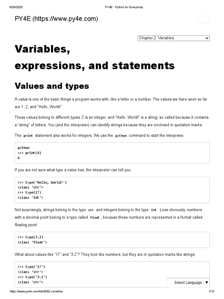 Variables, Expressions, and Statements | PDF | Data Type | Reserved Word