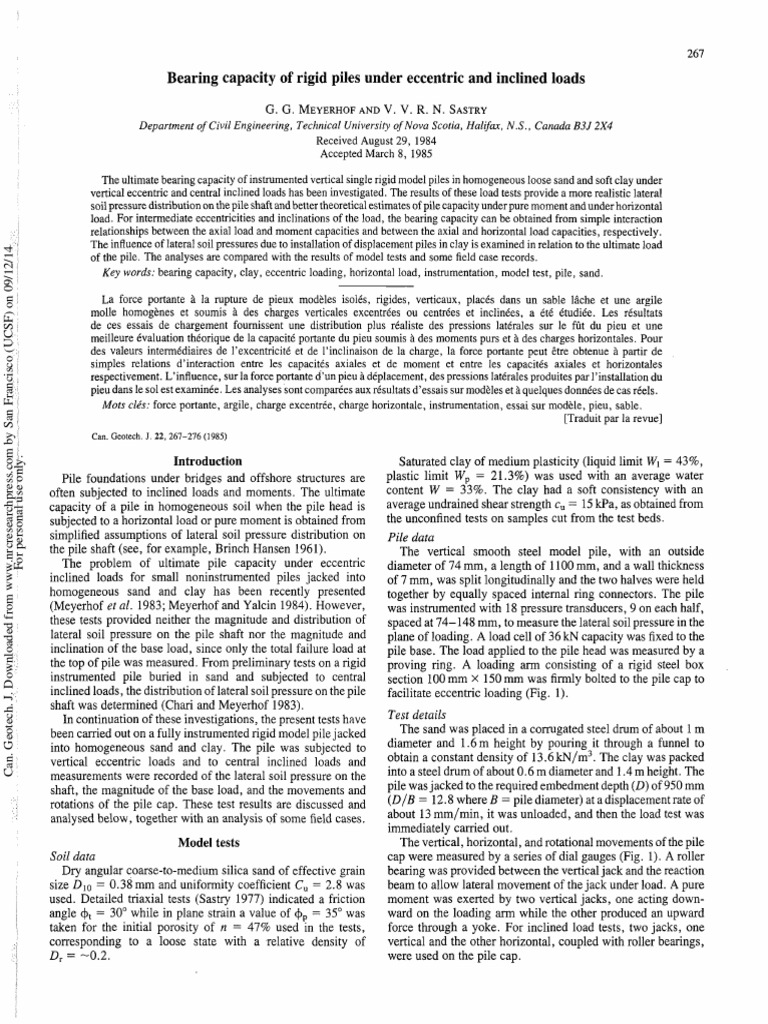 Bearing Capacity of Rigid Piles Under Eccentric Loads | PDF | Deep ...