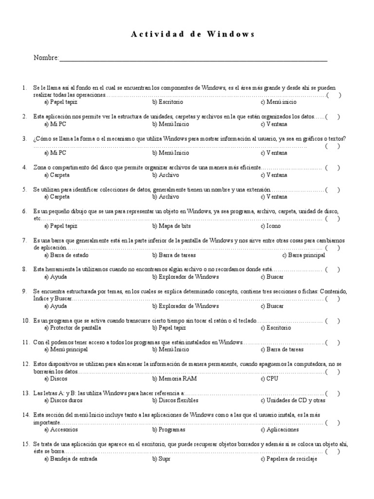 Actividad de Windows | PDF | Archivo de computadora | Microsoft Windows