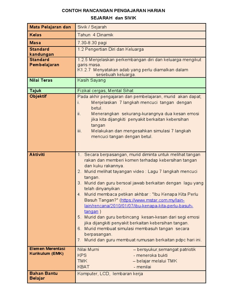 Contoh Rph Sejarah Dan Sivik Pdf