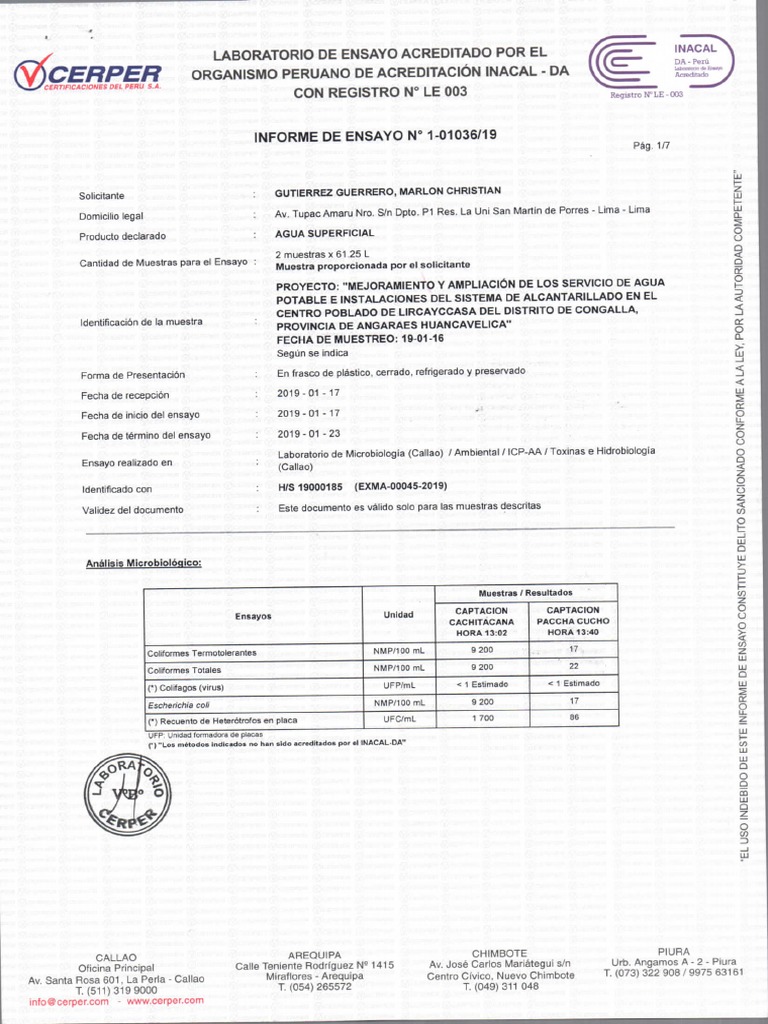 4.1 Analisis de Agua Cerper | PDF
