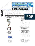 Ficha de Medios de Comunicación para Primero de Primaria