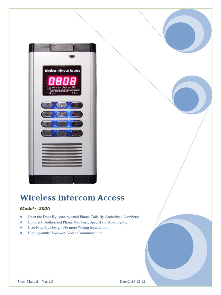 Wireless Intercom Model 200A Guide | PDF | Telephone | Computer Keyboard