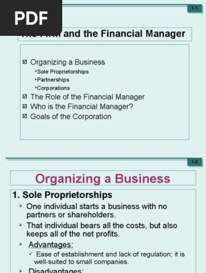 Role Of Financial Manager (Week 2) | Pdf | Partnership | Sole Proprietorship