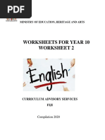 Year 10 Worksheet 2 PDF