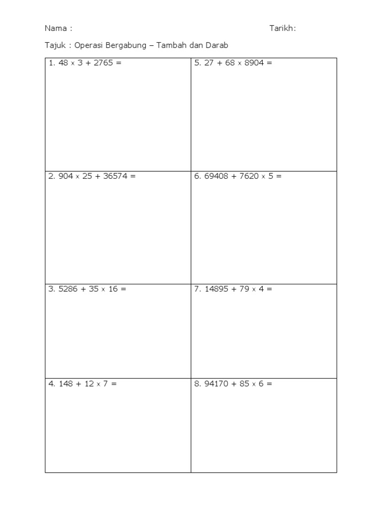 Latih Tubi Soalan Latihan Matematik Tahun 5 Pdf