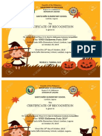 Santo Niño Elementary School Halloween Costume Competition Certificates