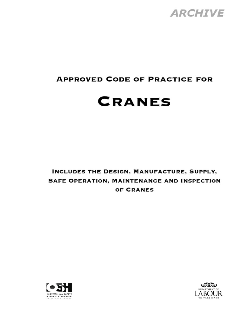 Crane Code of Practice PDF Crane (Machine) Occupational Safety