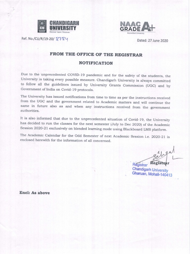 Notification Academic Calendar Odd Semester 2020 21 27 June Universities And Colleges Higher Education