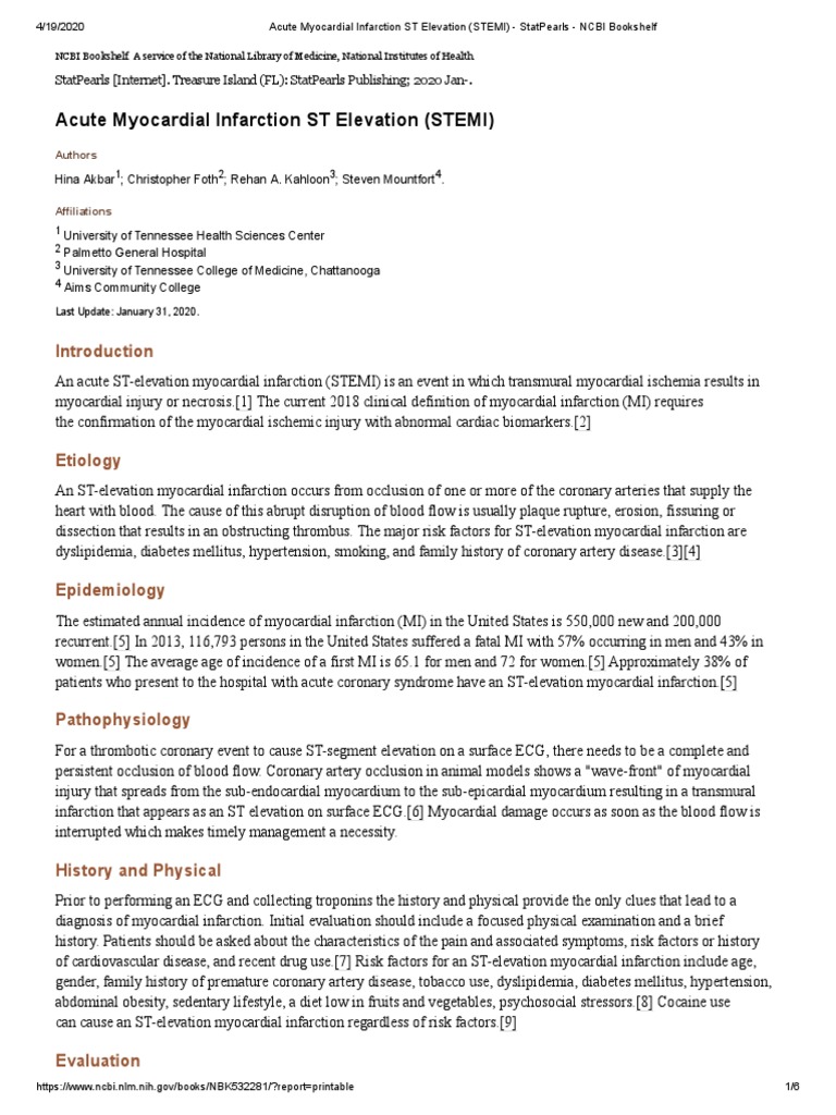 Acute Myocardial Infarction ST Elevation (STEMI) : Authors | PDF ...