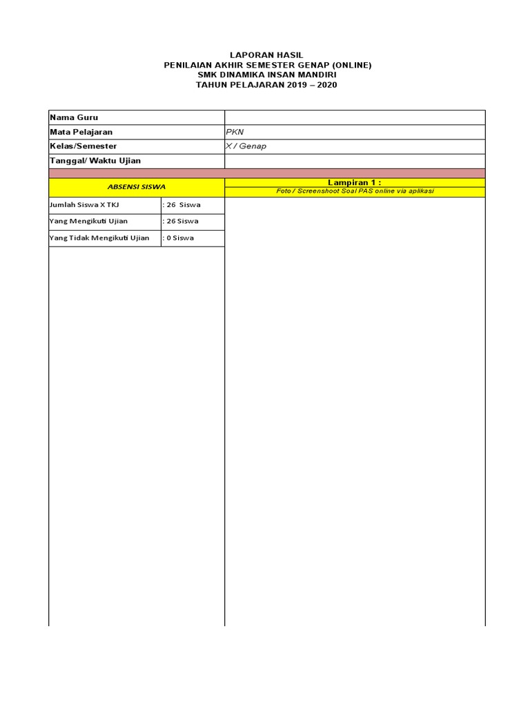 Laporan Penilaian Akhir SMK DIM | PDF