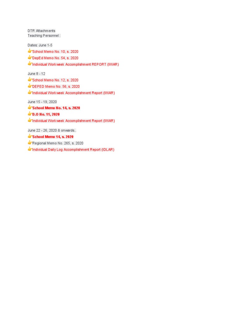 DTR Accomplishment Report Guidelines | PDF