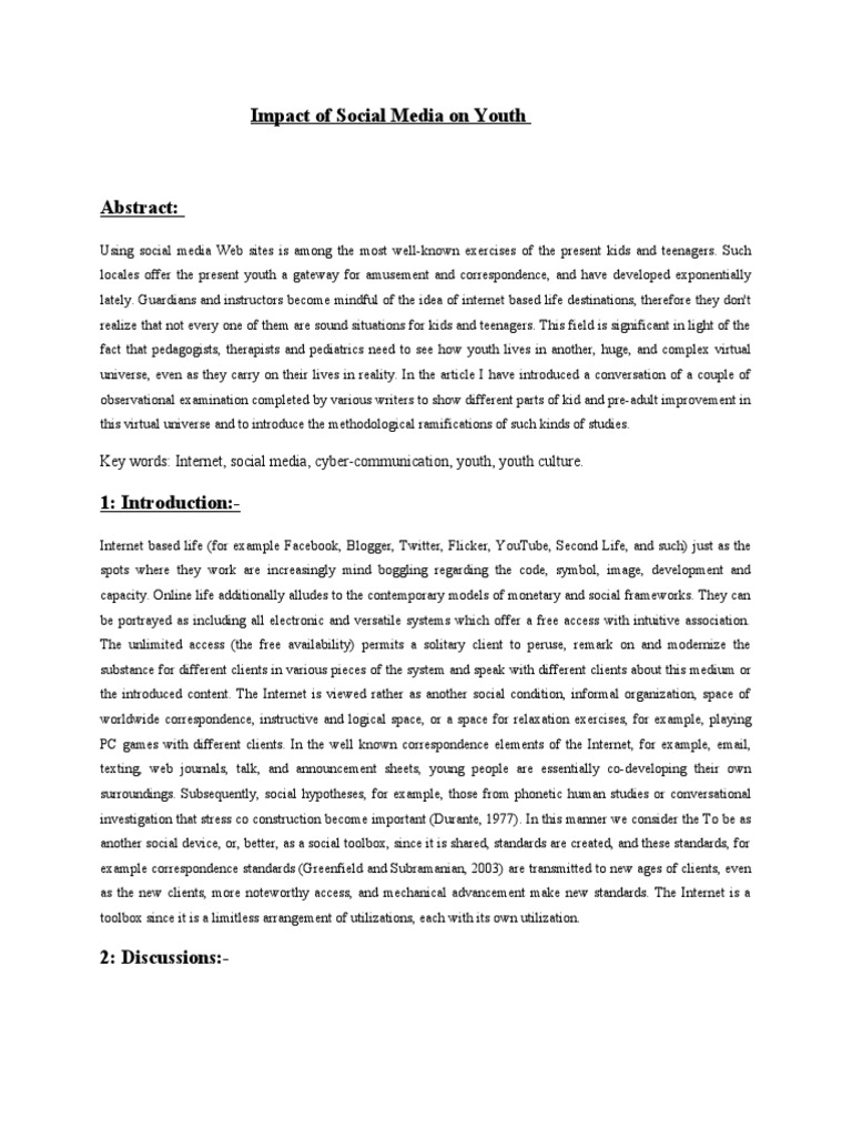 Social Media's Impact on Youth Today | PDF | Social Media | Popular ...