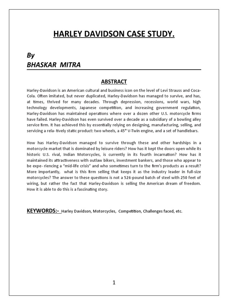 Harley Davidson Case Study PDF Harley Davidson Anti Lock Braking