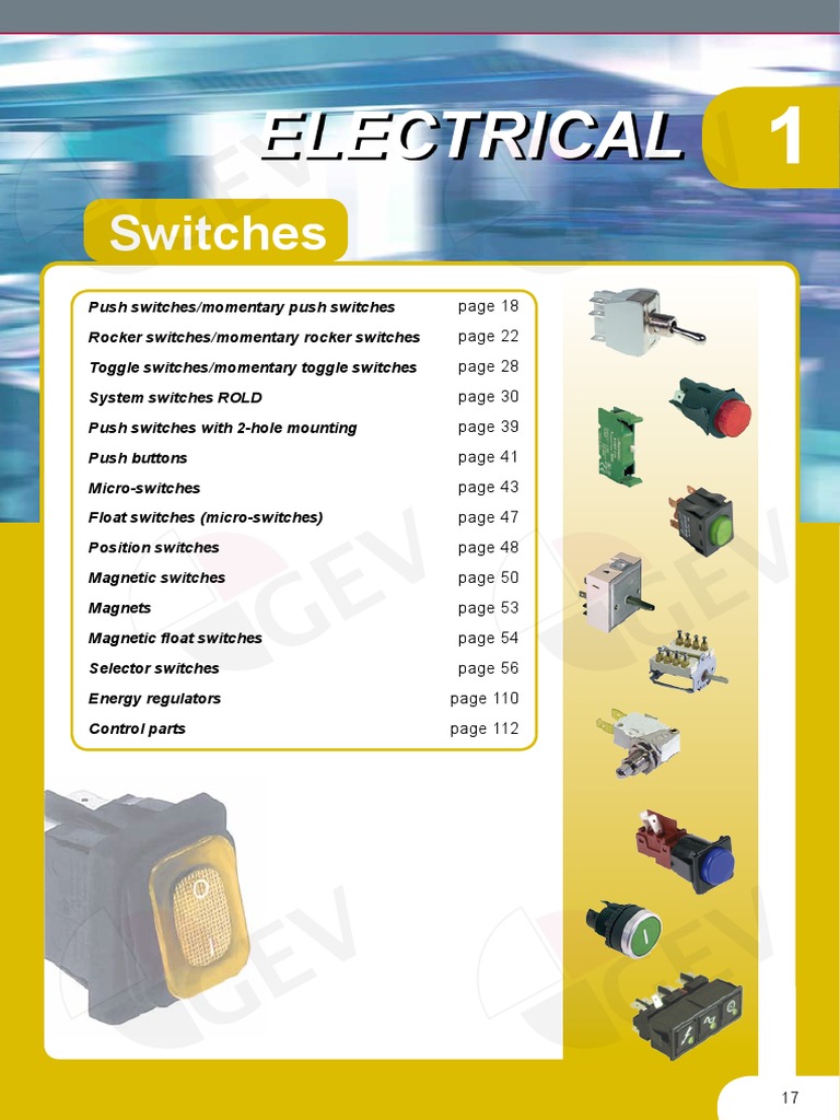 Types of Electrical Switches Catalog | PDF | Switch | Components