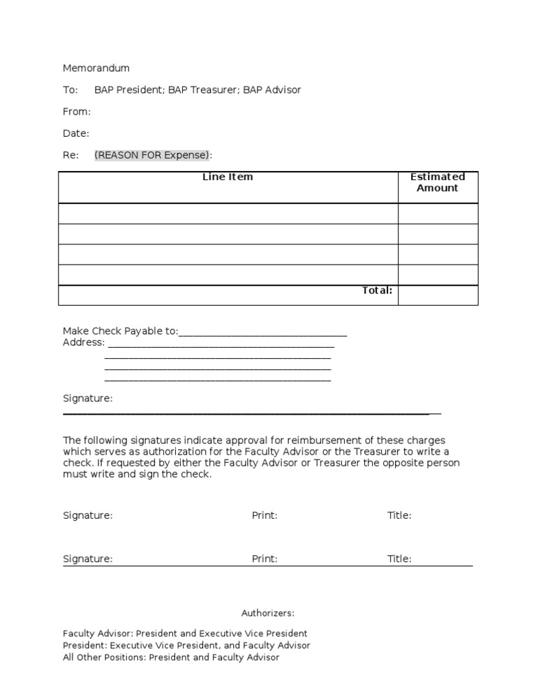 Expense Reimbursement Approval Memo | PDF