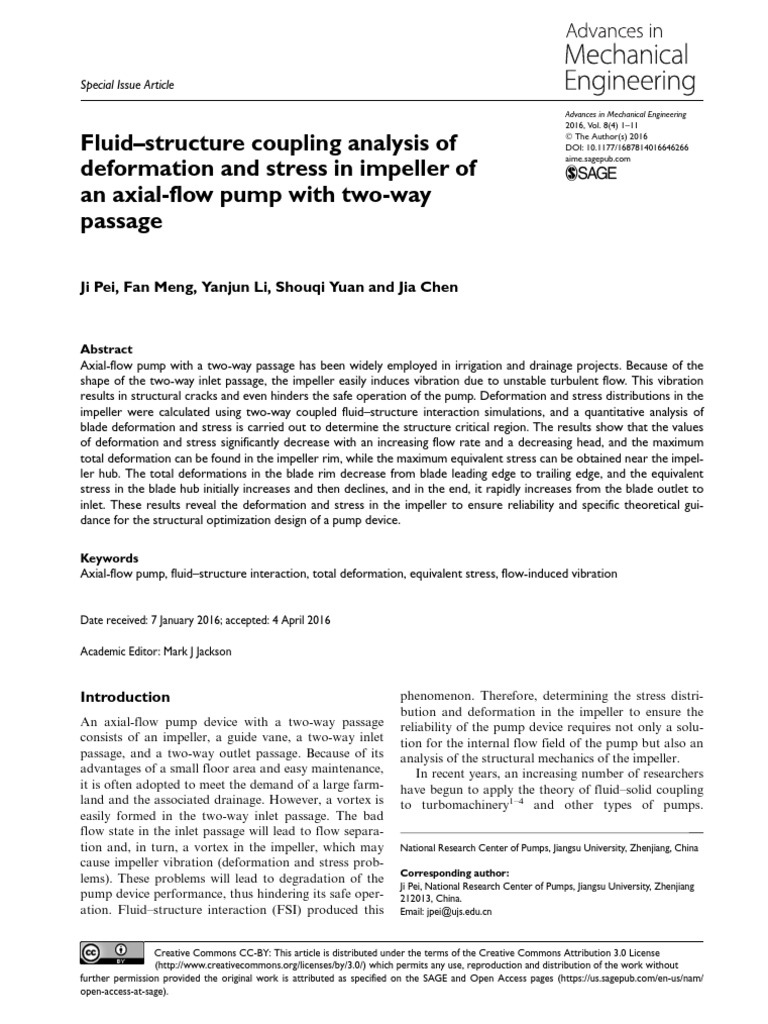 Fluid-Structure Coupling Analysis of Deformation and Stress in Impeller ...