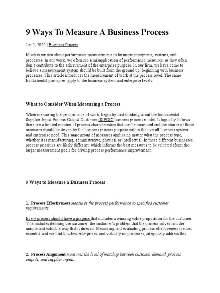 9 Ways To Measure A Business Process | PDF | Business Process ...