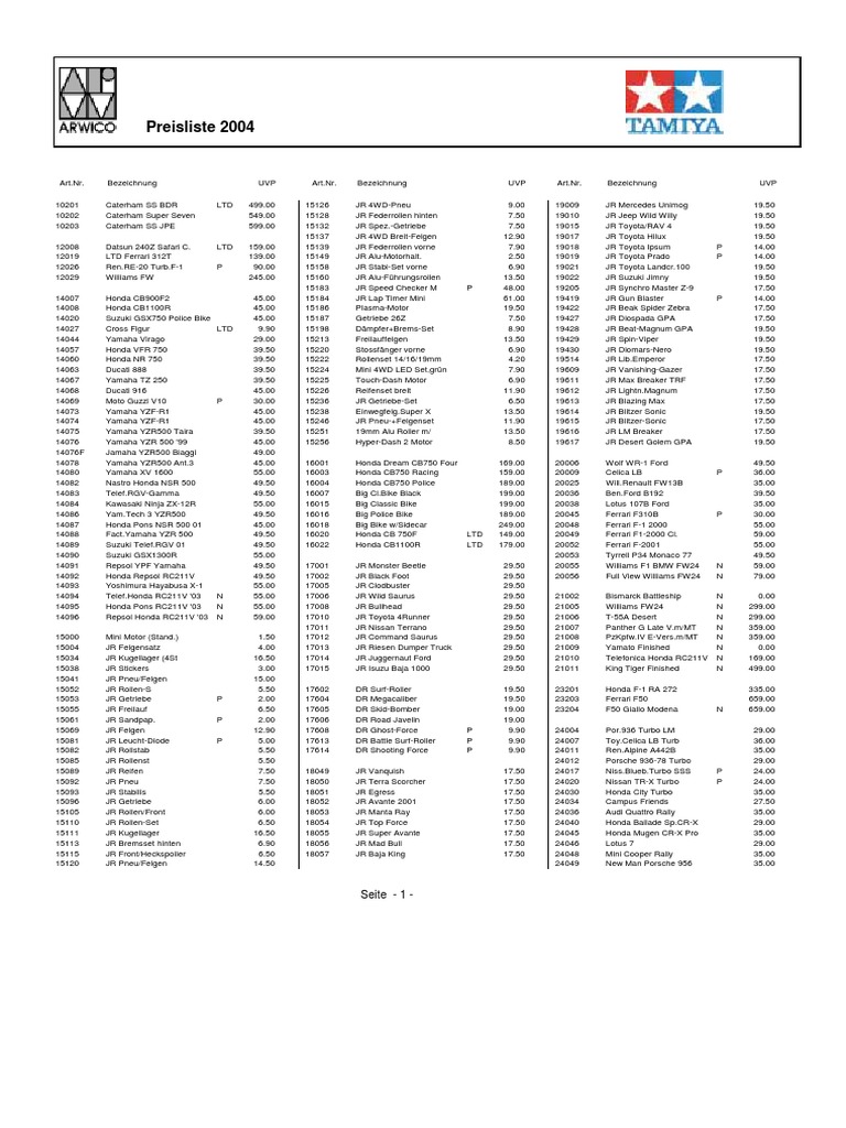 Preisliste 04 Seite 1