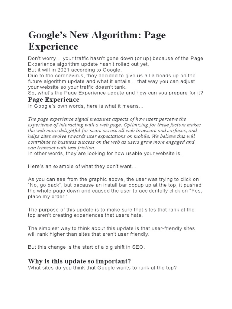 Page Experience - Google | PDF | Search Engine Optimization | Usability