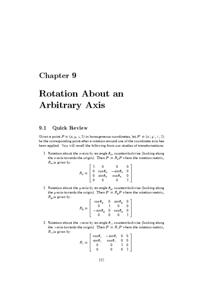 3D Rotation About an Arbitrary Axis | PDF | Cartesian Coordinate System ...