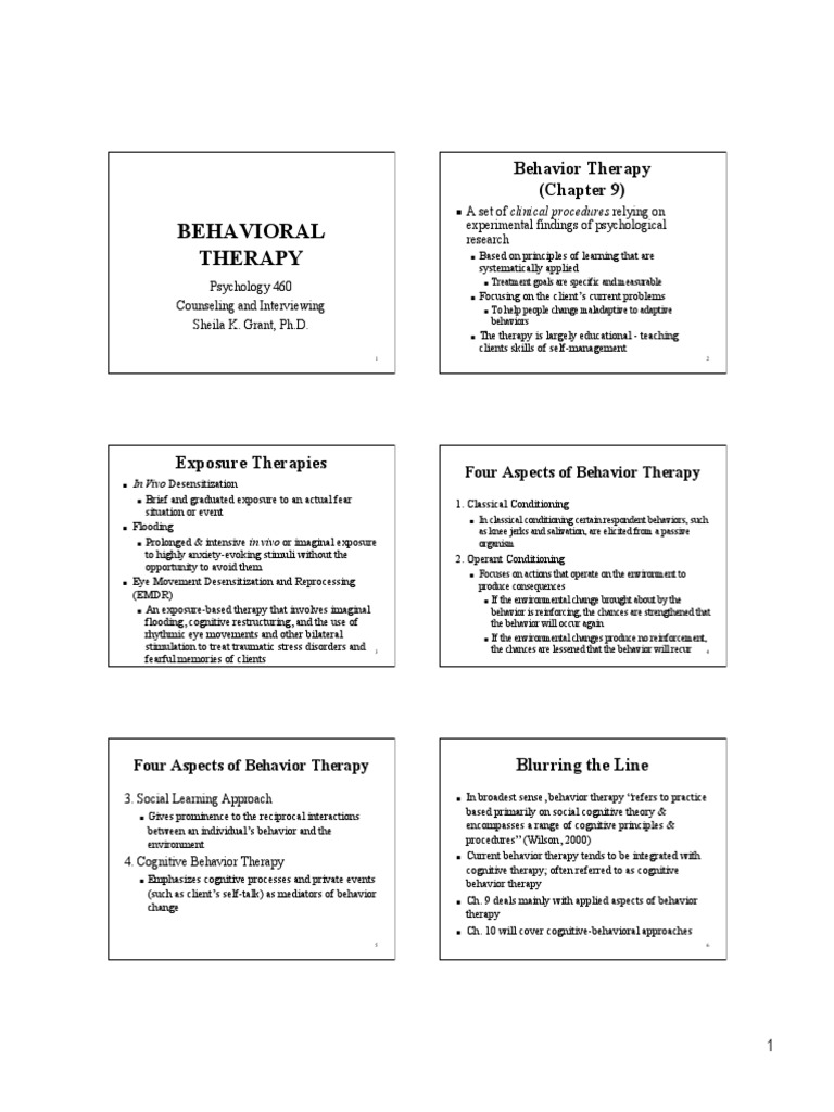 Psy460 Ch09 Handout PPT PDF | PDF | Behaviour Therapy | Psychotherapy