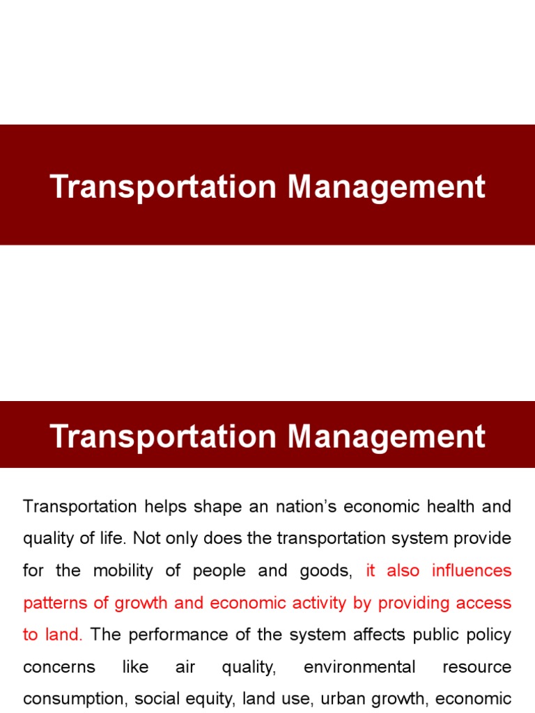 Transportation Management Overview | PDF | Transport | Cargo