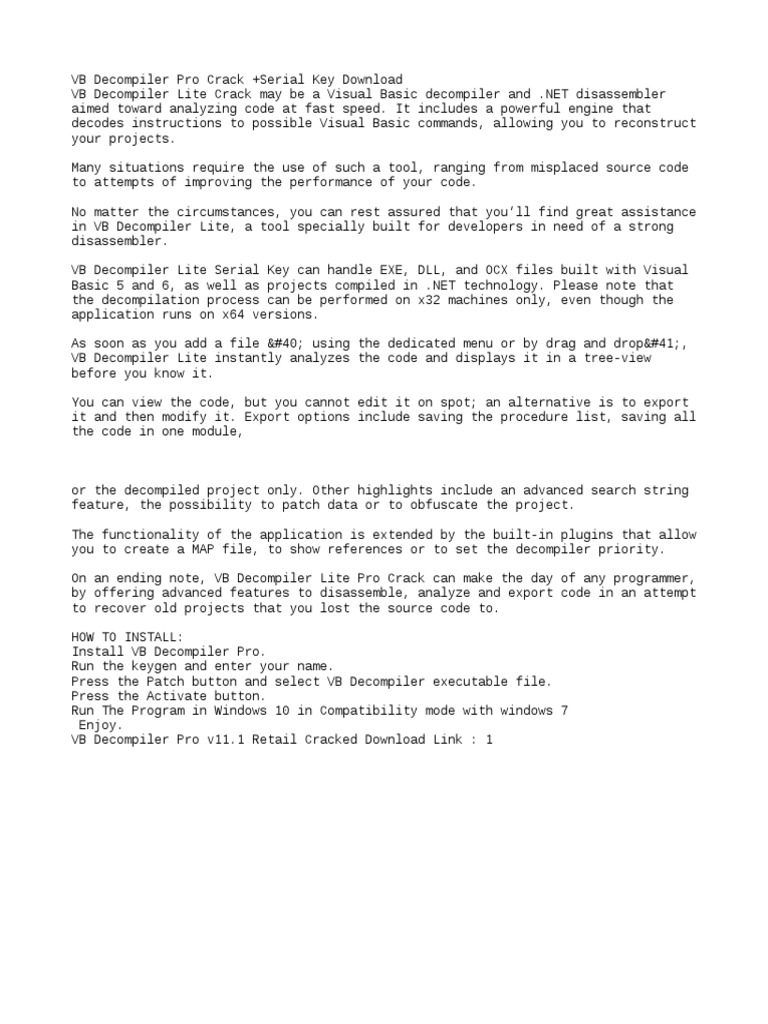 VB Decompiler V11.1 - Fix - Instructions | PDF