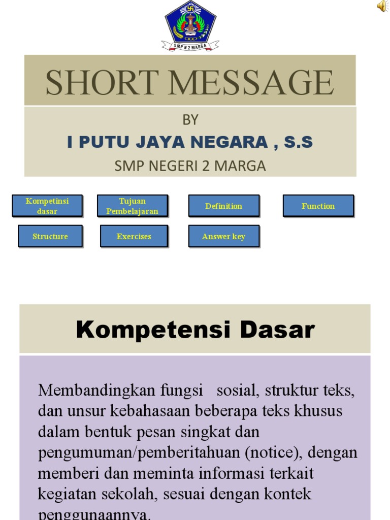 Short Message: BY SMP Negeri 2 Marga | PDF | Communication | Semiotics