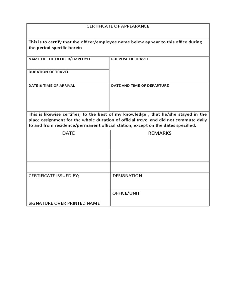 Certificate of Appearance | PDF