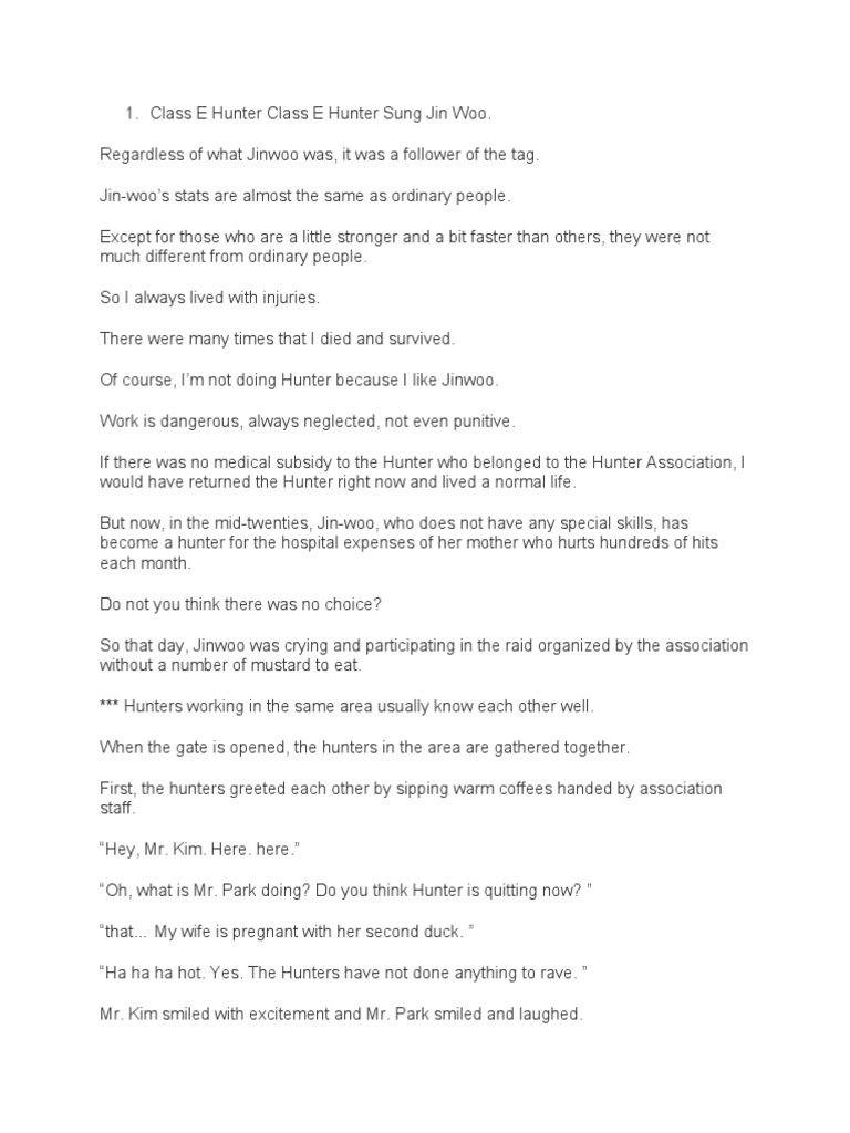 Solo Leveling Light Novel Chapter 1 Pdf