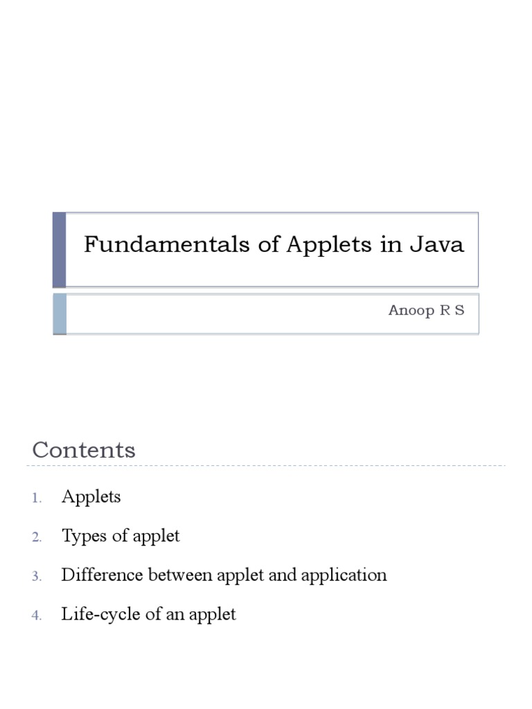 Fundamentals of Applets in Java | PDF | Application Software | Java ...