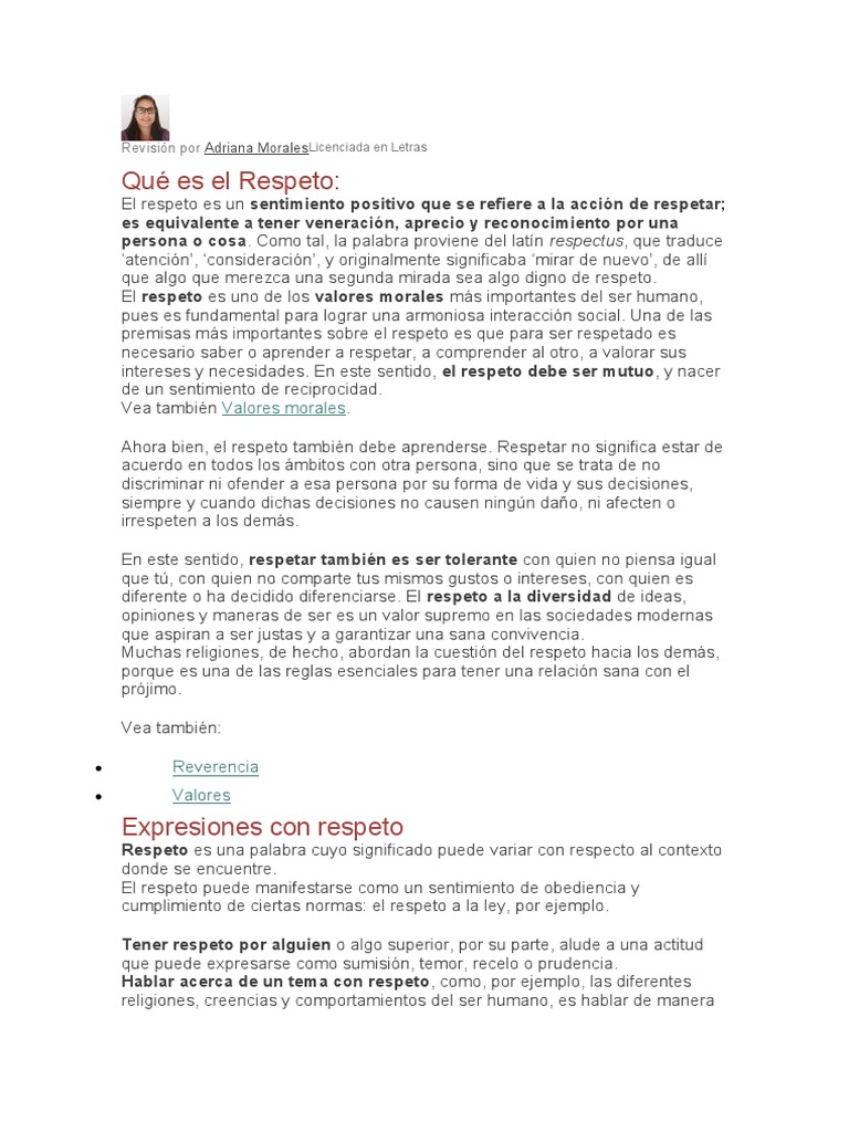 Significado y valor del respeto | PDF | Discriminación | Conceptos ...