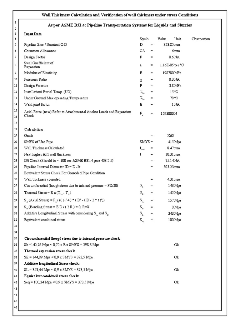 Wall Thickness Calculation for Pipelines | PDF | Pipe (Fluid Conveyance ...