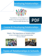 Course 8: Developing Relationships: Foundations of Teaching For Learning