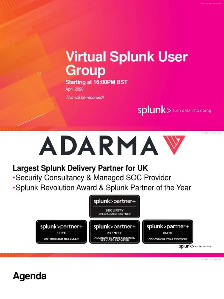 Virtual Splunk User Group: Starting at 16:00PM BST | PDF | Cybercrime ...
