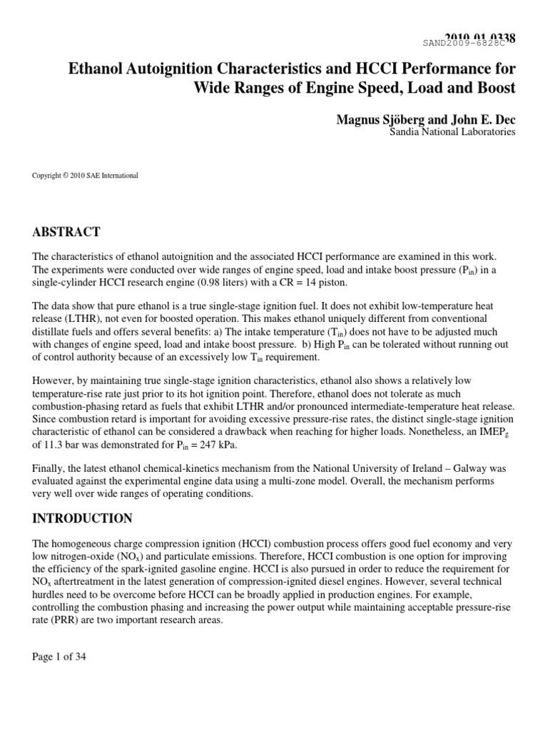 Ethanol Autoignition Characteristics and HCCI Performance For Wide ...