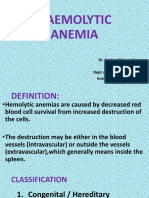 Haemolytic Anemia: Dr. Sookun Rajeev K (MD) Dept of General Medicine Anna Medical College