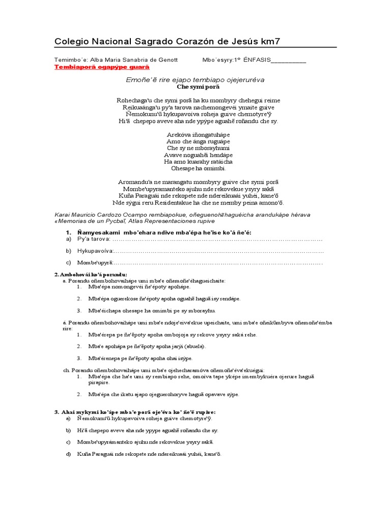 1º Curso Guarani