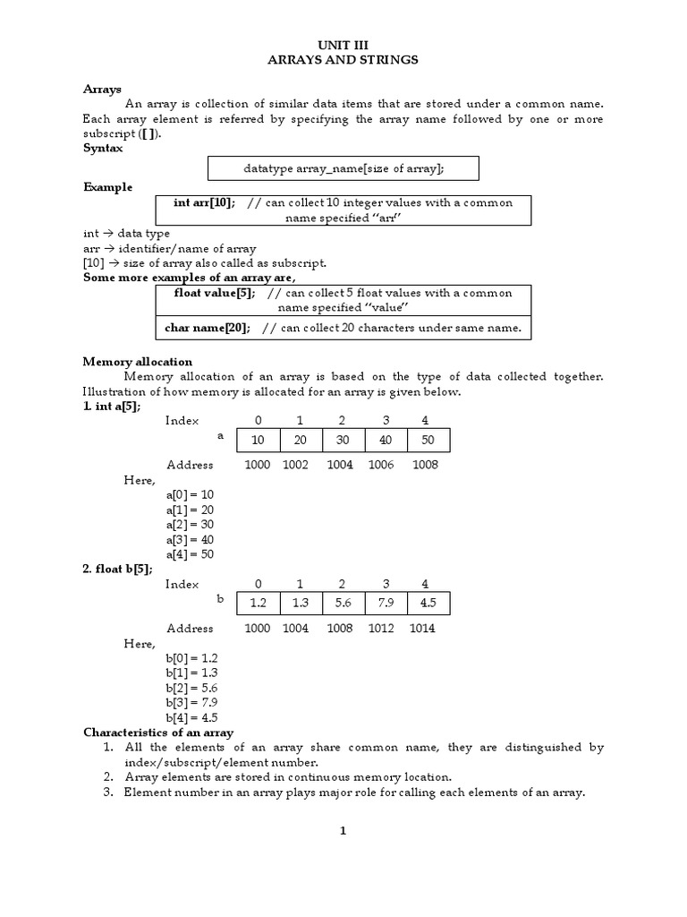 Arrays and Strings | PDF | String (Computer Science) | Array Data Structure