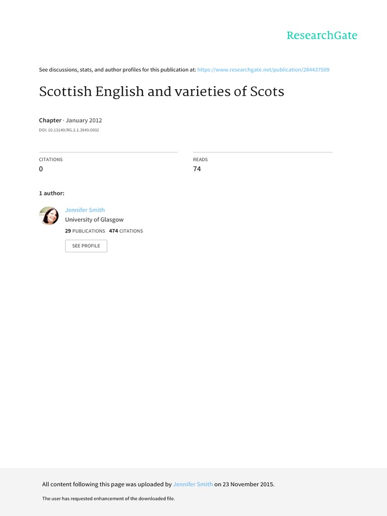 Scottish English And Varieties Of Scots – JFFA