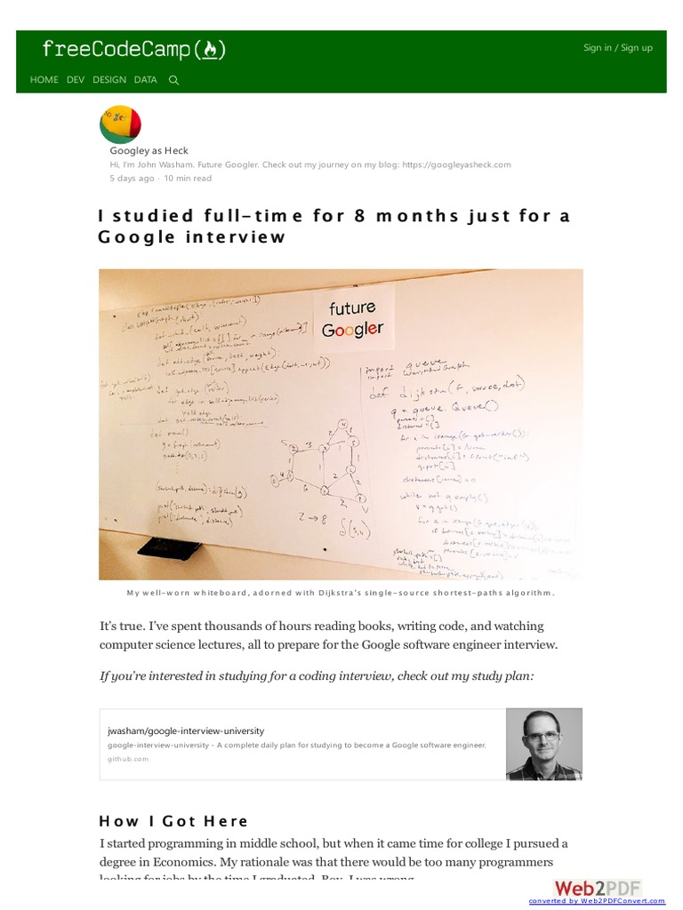 Google Interview Preparation Journey | PDF | Flashcard | Software
