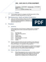 About This Procedure: 21329 PROCEDURE - Safe Use of Lifting Equipment