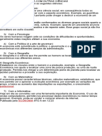 A Relação Da Economia Com Outras Ciências