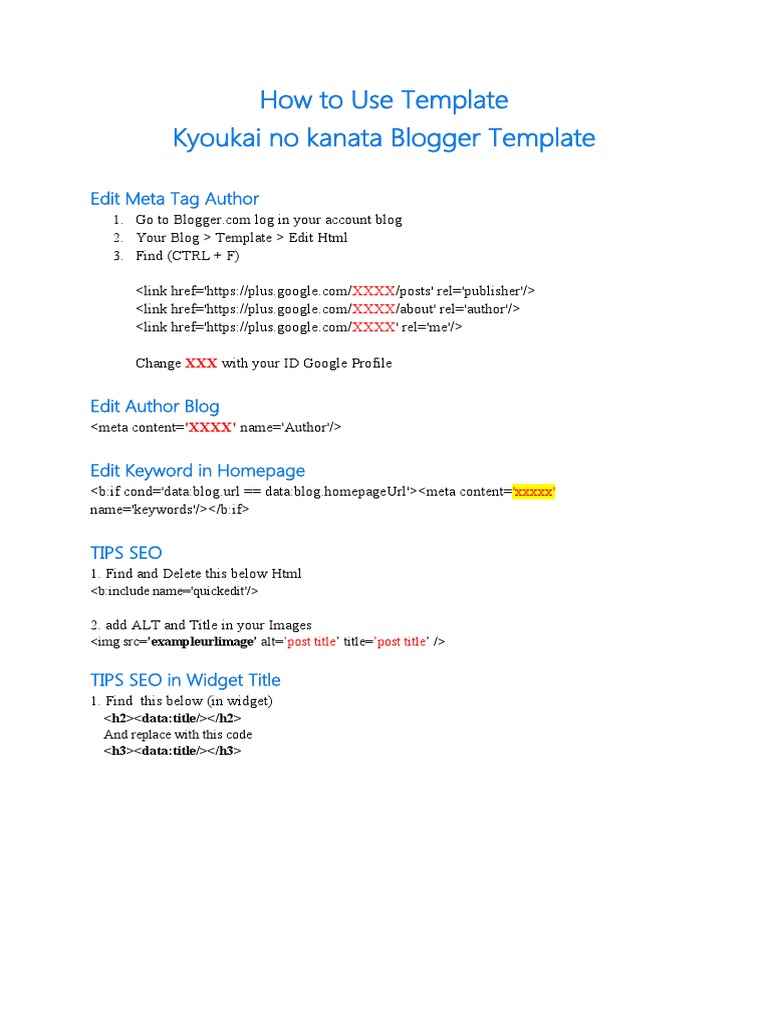 How To Use Template | PDF
