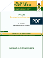 Introduction To Programming: J. Yankey