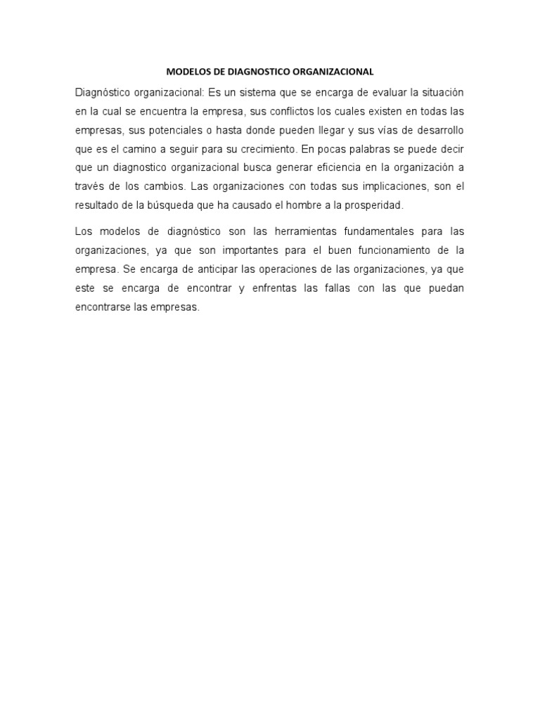 Modelos de Diagnóstico Organizacional | PDF | Planificación | Conceptos ...