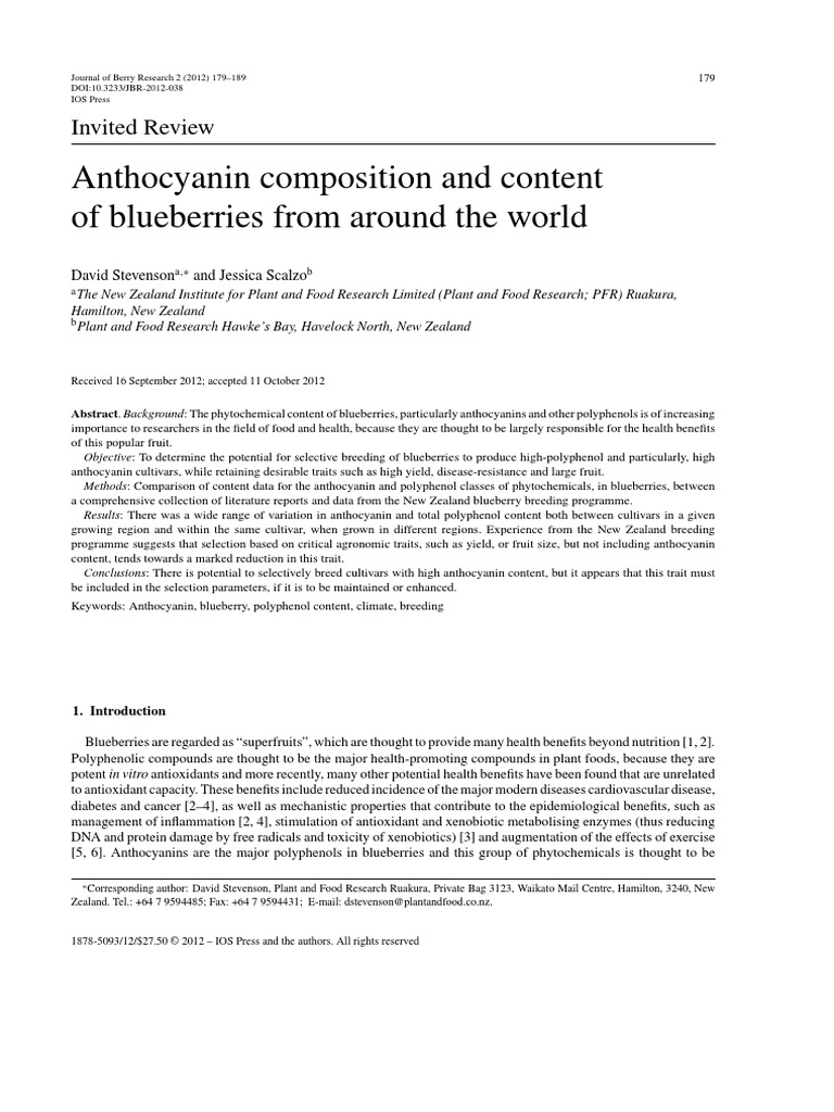 Anthocyanin Content in Blueberries | PDF | Blueberry | Plant Breeding