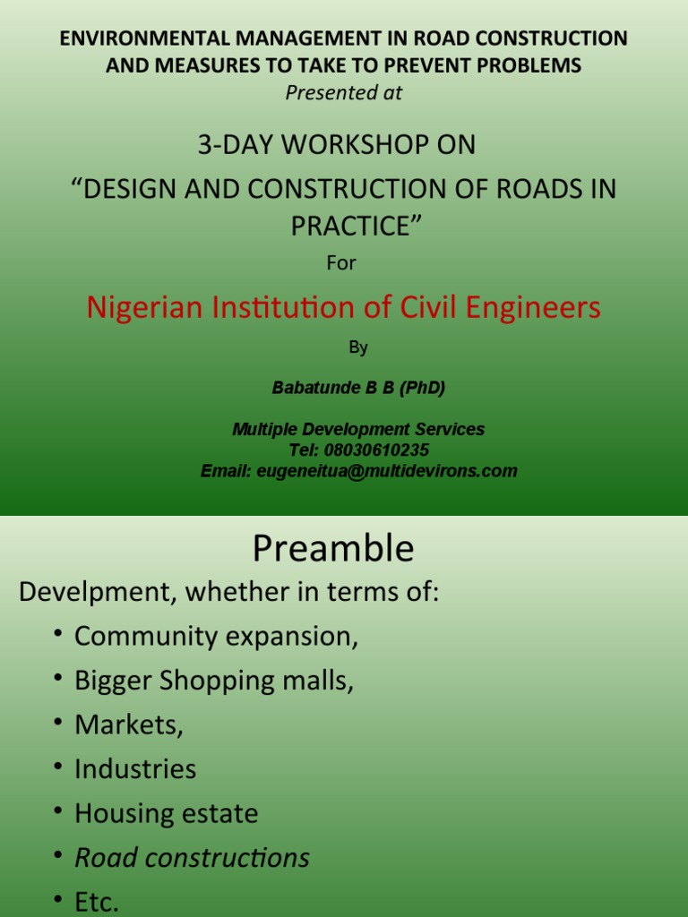 3-Day Workshop On "Design and Construction of Roads in Practice" | PDF ...