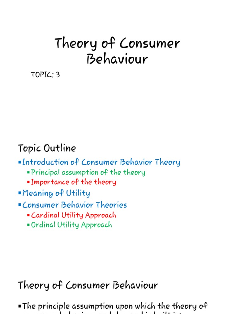 Consumer Behaviour Theory Overview | PDF | Utility | Demand
